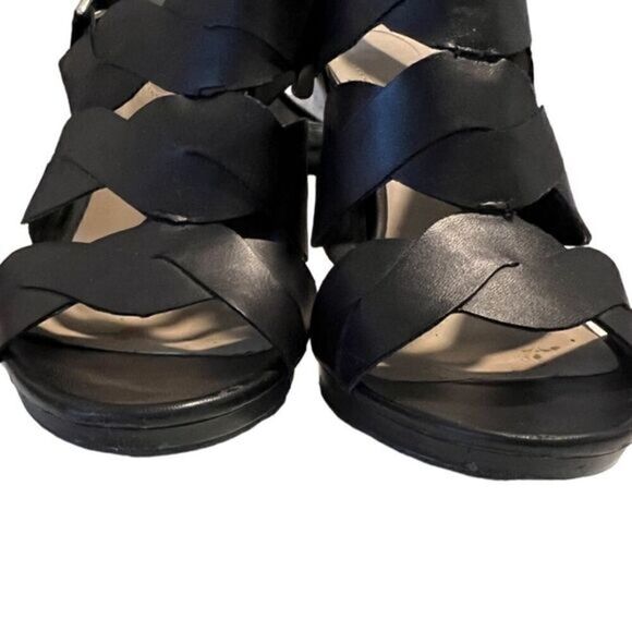 Nickels Janna Black Man Made‎ Side Buckle Strappy Heels Sandal Size 7.5 - Picture 4 of 14